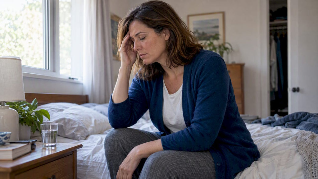 Woman pausing with water while feeling lightheaded