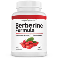 Longevity Berberine Formula: Premier blood sugar support & healthy cholesterol levels booster High potency 1200mg per serving.