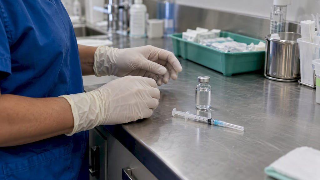 Clinician preparing injectable glutathione safely
