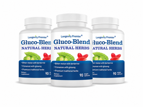 (3 Bottle Value Pack) Longevity Gluco-Blend Formula | Bitter Melon, Berberine, Ceylon Cinnamon and Ginseng | Healthy Glucose Metabolism Support