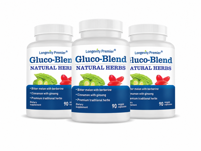 (3 Bottle Value Pack) Longevity Gluco-Blend Formula | Bitter Melon, Berberine, Ceylon Cinnamon and Ginseng | Healthy Glucose Metabolism Support