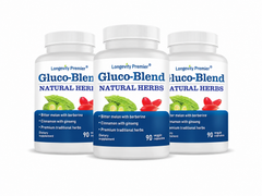 (3 Bottle Value Pack) Longevity Gluco-Blend Formula | Bitter Melon, Berberine, Ceylon Cinnamon and Ginseng | Healthy Glucose Metabolism Support