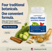 (3 Bottle Value Pack) Longevity Gluco-Blend Formula | Bitter Melon, Berberine, Ceylon Cinnamon and Ginseng | Healthy Glucose Metabolism Support