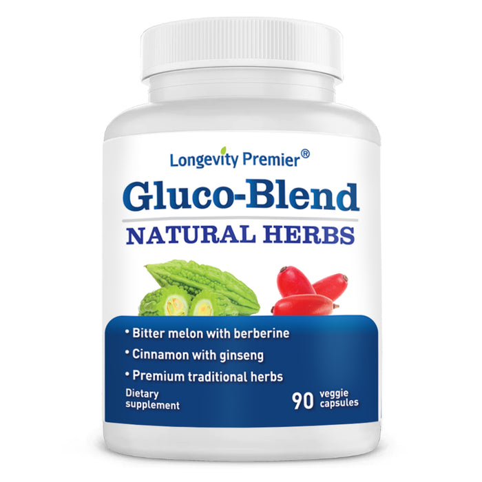 Longevity Gluco-Blend™: Daily Glucose Metabolism Support with Berberine, Bitter Melon, Ceylon Cinnamon & Ginseng  90 Veggie Capsules