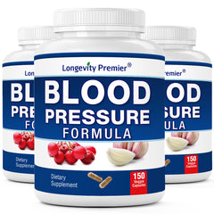 (3 bottle value pack) Longevity Blood Pressure Formula [150 Capsules]: Natural blood pressure supplement. Best supplement for blood pressure with hawthorn, kudzu, antto, garlic, rutin, sage and more.