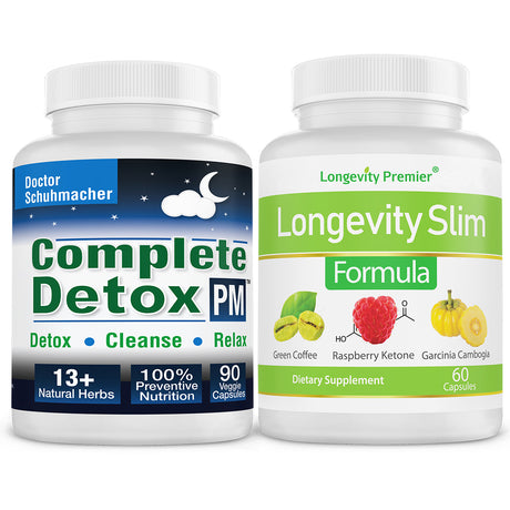 [Night Cleanse & Slim Support Bundle] Rejuvenate & revive with Detox PM 1 bottle + thrive with Slim Formula 1 bottle - Natural Detoxification Meets Metabolism Boosting! Your Ultimate Day & Night Wellness Solution!