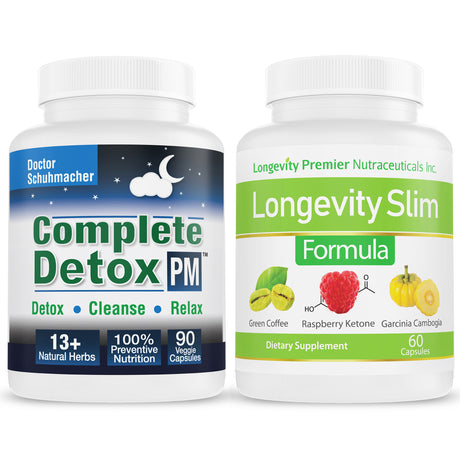 [Night Cleanse & Slim Support Bundle] Rejuvenate & revive with Detox PM 1 bottle + thrive with Slim Formula 1 bottle - Natural Detoxification Meets Metabolism Boosting! Your Ultimate Day & Night Wellness Solution!