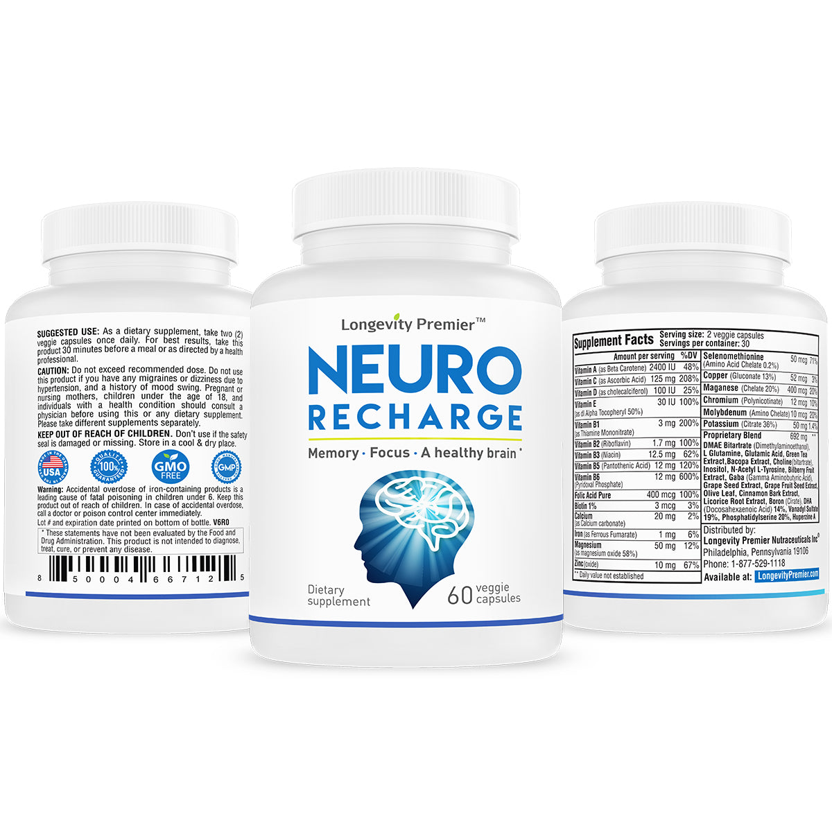 Neurocharge Longevity Neuro Recharge - Boost Your Brainpower! Enhance Memory ...