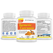 [3-Bottle Bonus Pack] Longevity Blood Pressure Formula 150 caps x 3 Bottles + 1 Free Bottle of Turmeric Curcumin with Ginger [60 Veggie Capsules]